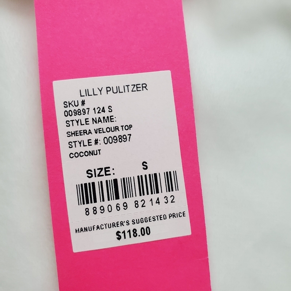 NWT Lilly Pulitzer One-shoulder Velour White Top (small) - Picture 3 of 9